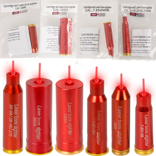 Tactical Red Laser Cartridge Bore Sighter .308 7.62X39 7.62X54 12GA 20GA 30.06 .223 Hunting Boresighter with Battery AQB150